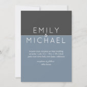 スチールブルーモダン結婚式招待状- はっきりした 招待状 (正面)