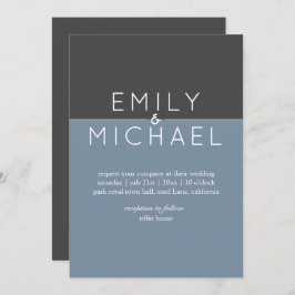 スチールブルーモダン結婚式招待状- はっきりした 招待状