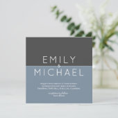 スチールブルーモダン結婚式招待状- はっきりした 招待状 (スタンド正面)