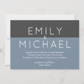 スチールブルーモダン結婚式招待状- はっきりした 招待状 (正面)