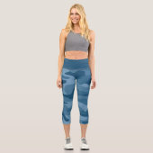 スチールブルーモノカラー迷彩柄 カプリレギンス (正面)