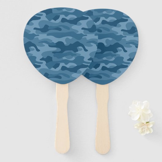 スチールブルーモノカラー迷彩柄 ハンドファン (正面&裏面)