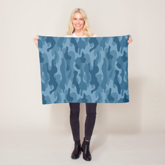 スチールブルーモノカラー迷彩柄 フリースブランケット (インサイチュ)