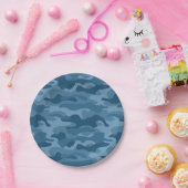 スチールブルーモノカラー迷彩柄 ペーパープレート (パーティー)