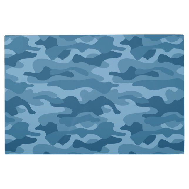 スチールブルーモノカラー迷彩柄 メタルプリント (正面)