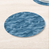 スチールブルーモノカラー迷彩柄 ラウンドペーパーコースター (アングル)