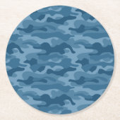 スチールブルーモノカラー迷彩柄 ラウンドペーパーコースター (正面)