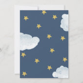 スチールブルー我々は月の赤ちゃんシャワー上にある 招待状 (裏面)