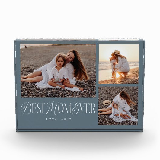 スチールブルー最高のママムエバーコラージュ フォトブロック (正面)