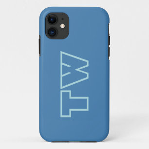 スチールブルー無地のカラーミニマルエレガントリスト名 iPhone 11 ケース