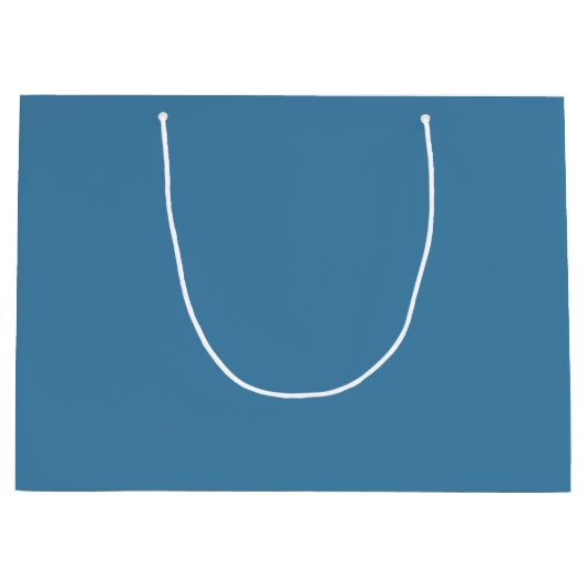 スチールブルー無地の空白のカラー ラージペーパーバッグ (正面)