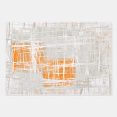 スチールブルー白オレンジグレーモダン抽象芸術 ラッピングペーパーシート (正面3)