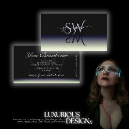 スチールブルー白黒グラデーションシャドウイニシャル 名刺