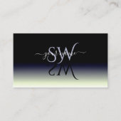 スチールブルー白黒グラデーションシャドウイニシャル 名刺 (正面)