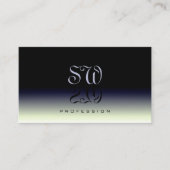 スチールブルー白黒グラデーションシャドウモノグラム 名刺 (正面)