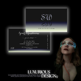 スチールブルー白黒グラデーションシャドウモノグラム 名刺