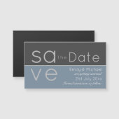スチールブルー セーブ・ザ・デート 磁石 ウェディング (正面/裏面)