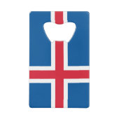 スチールボトルオープナーとアイスランド国旗 クレジットカード栓抜き (正面)