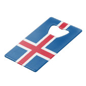 スチールボトルオープナーとアイスランド国旗 クレジットカード栓抜き (正面アングル)