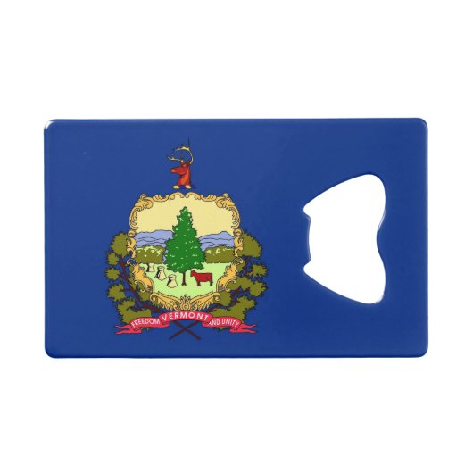 スチールボトルオープナーとアメリカ合衆国バーモント州旗 クレジットカード栓抜き (正面(横))