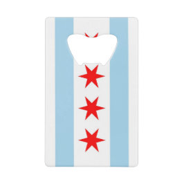 スチールボトルオープナーとアメリカ・シカゴ国旗 クレジットカード栓抜き