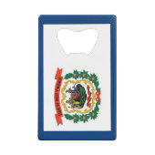 スチールボトルオープナーとウェストバージニア州旗 クレジットカード栓抜き (正面)