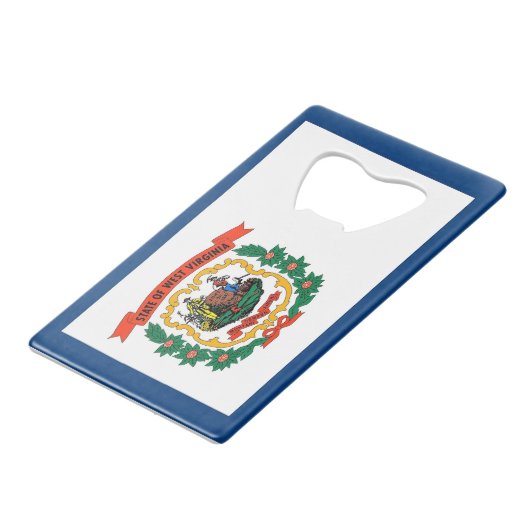 スチールボトルオープナーとウェストバージニア州旗 クレジットカード栓抜き (裏面アングル)