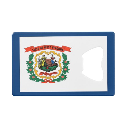 スチールボトルオープナーとウェストバージニア州旗 クレジットカード栓抜き (正面(横))