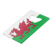 スチールボトルオープナーとウェールズ州旗 クレジットカード栓抜き (正面アングル)