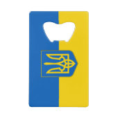 スチールボトルオープナーとウクライナ国旗 クレジットカード栓抜き (正面)