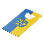 スチールボトルオープナーとウクライナ国旗 クレジットカード栓抜き (裏面アングル)