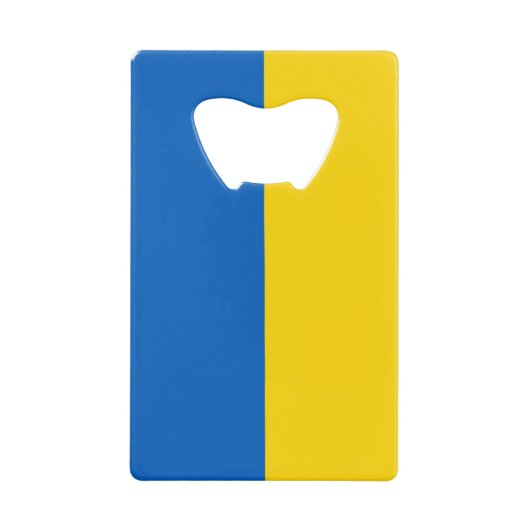 スチールボトルオープナーとウクライナ国旗 クレジットカード栓抜き (正面)