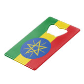 スチールボトルオープナーとエチオピア国旗 クレジットカード栓抜き (正面アングル)