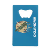 スチールボトルオープナーとオクラホマ州旗州 クレジットカード栓抜き (正面)