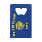 スチールボトルオープナーとオレゴン州の州 クレジットカード栓抜き (正面)