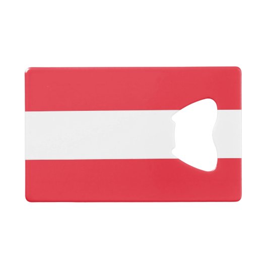 スチールボトルオープナーとオーストリア国旗 クレジットカード栓抜き (正面(横))