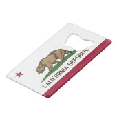 スチールボトルオープナーとカリフォルニア州旗 クレジットカード栓抜き (正面アングル)