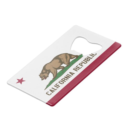 スチールボトルオープナーとカリフォルニア州旗 クレジットカード栓抜き (正面アングル)