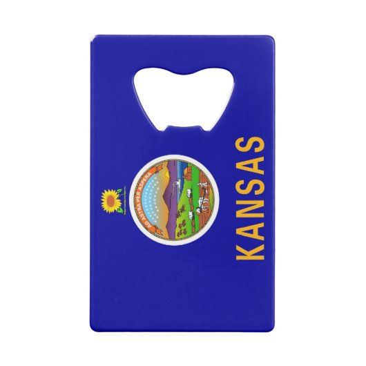 スチールボトルオープナーとカンザス州旗 クレジットカード栓抜き (裏面)