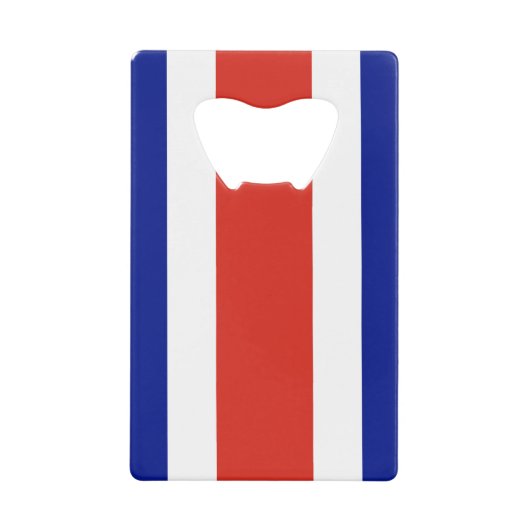 スチールボトルオープナーとコスタリカ国旗 クレジットカード栓抜き (正面)