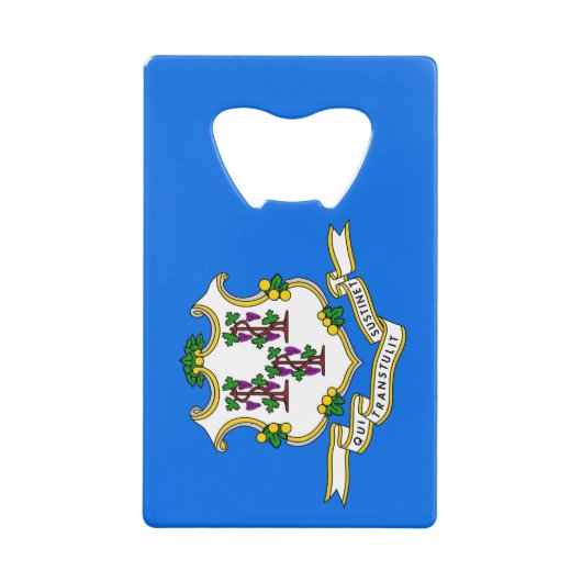 スチールボトルオープナーとコネチカット州旗 クレジットカード栓抜き (正面)