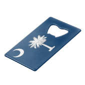 スチールボトルオープナーとサウスカロライナ州旗 クレジットカード栓抜き (正面アングル)