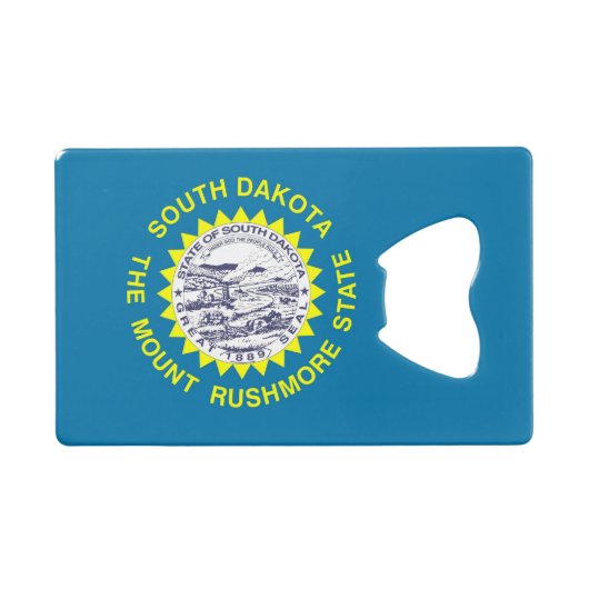 スチールボトルオープナーとサウスダコタ州旗 クレジットカード栓抜き (正面(横))