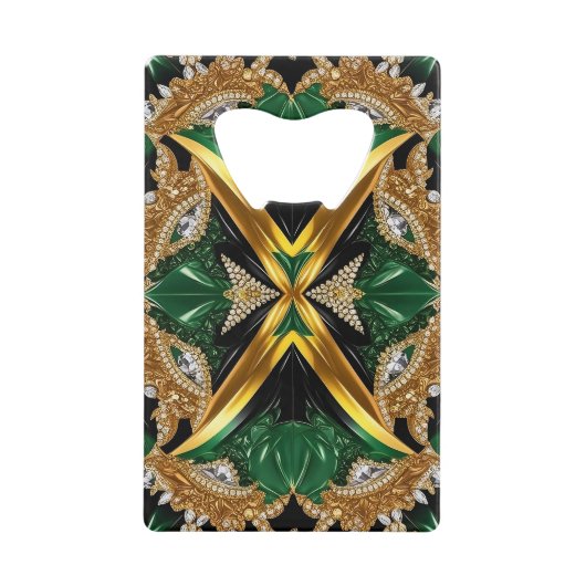 スチールボトルオープナーとジャマイカカラー クレジットカード栓抜き (正面)