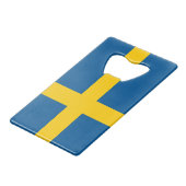 スチールボトルオープナーとスウェーデン国旗 クレジットカード栓抜き (裏面アングル)