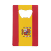 スチールボトルオープナーとスペイン国旗 クレジットカード栓抜き (正面)