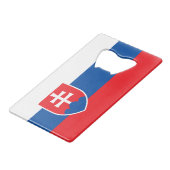 スチールボトルオープナーとスロバキアの国旗 クレジットカード栓抜き (正面アングル)