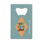 スチールボトルオープナーとデラウェア州旗（米国） クレジットカード栓抜き (正面)