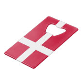 スチールボトルオープナーとデンマーク国旗 クレジットカード栓抜き (正面アングル)