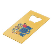 スチールボトルオープナーとニュージャージー州旗 クレジットカード栓抜き (正面アングル)